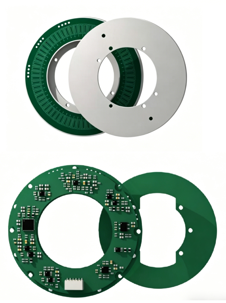 It is OTV-INE series inductive encoder features ultra-thin, non-contact, hollow-shaft design.